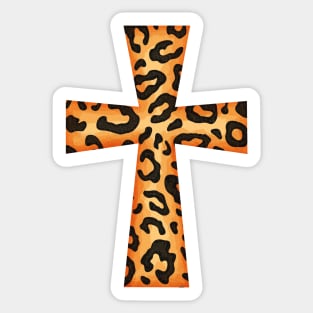 Easter Cross Leopard Sticker